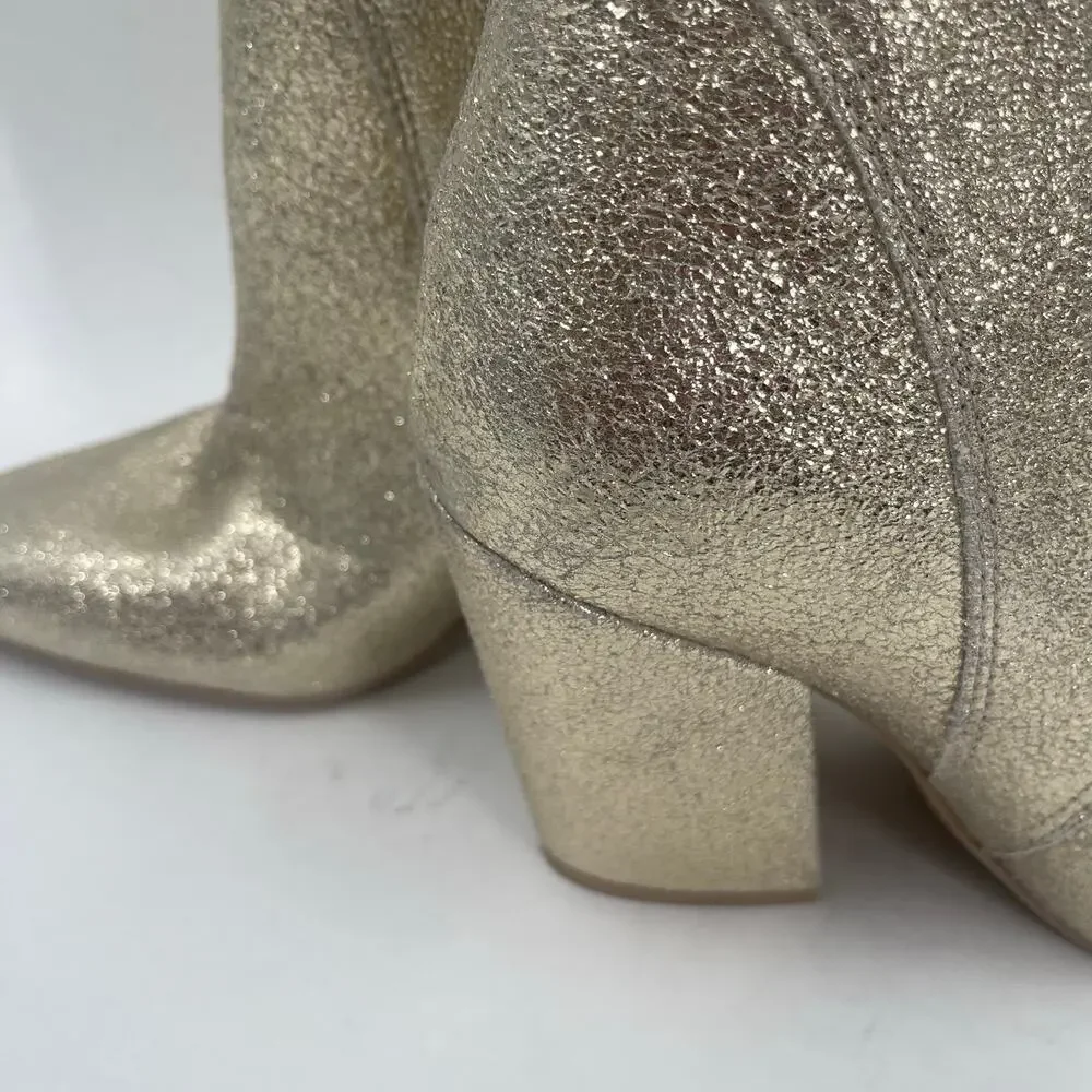 DOLCE VITA Nestly Boots Size 6.5 Gold Metallic Western Cowgirl Cowboy Suede NEW